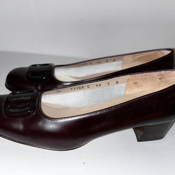 Salvatore Ferragamo Brown Leather, Block Heel (1.5"),  Shoe, Size 8B, Like New! - Picture 5 of 8
